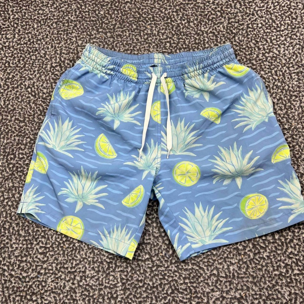 Chubbies Shorts Men Medium Blue Agave Lime Print Swim Trunks M